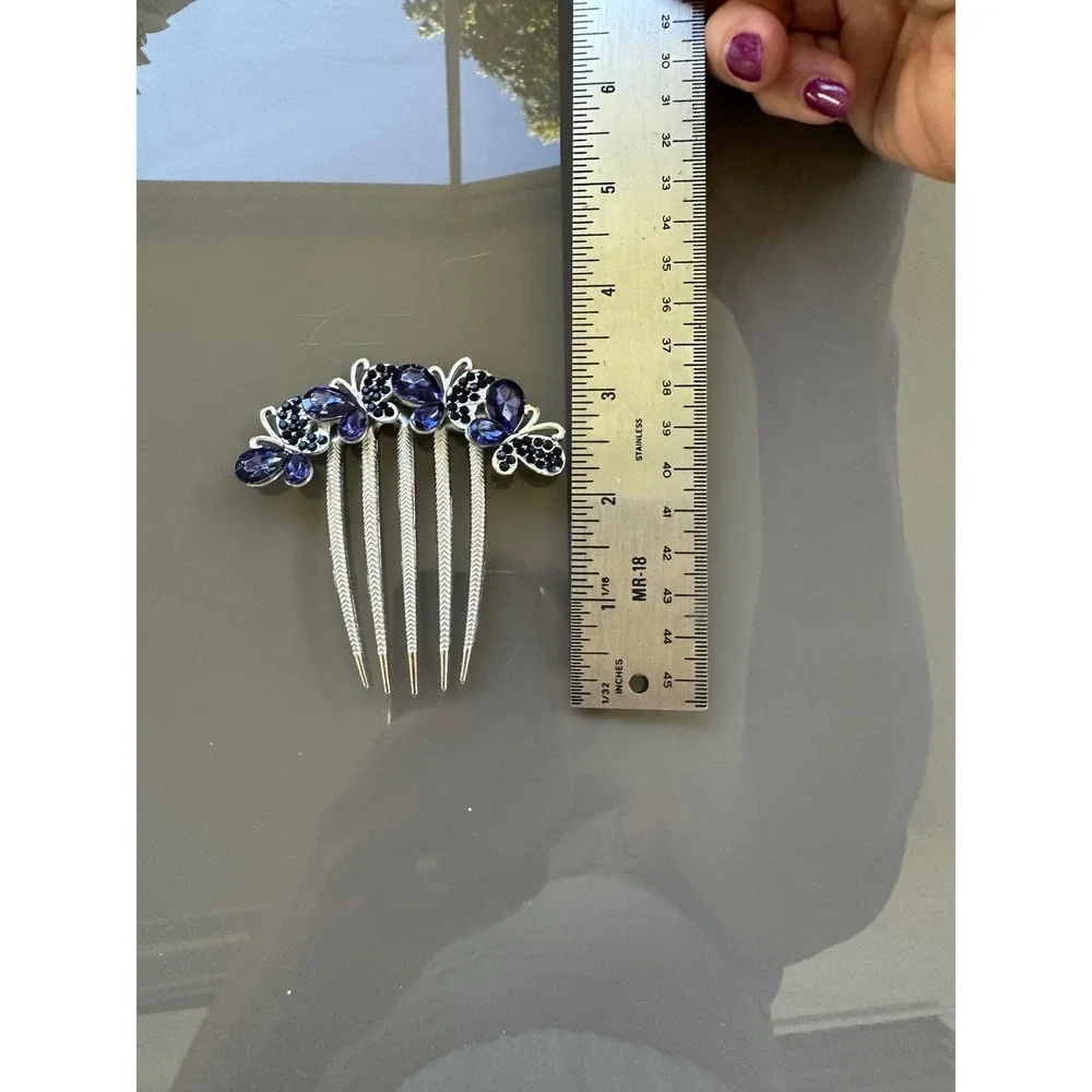 Rhinestone Butterfly‎ Hair Comb Clip Silver Bridal Prom Formal Set of 3